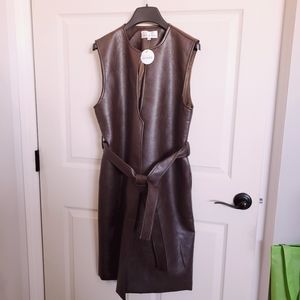 Vegan Leather Long Vest